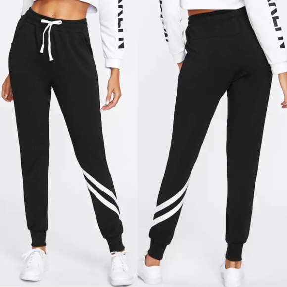 Fierce Broad Pants - Black Striped Sweatpants